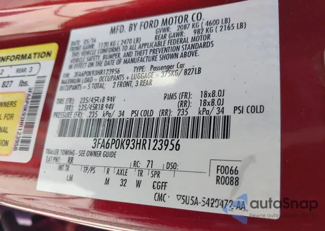 2017 Ford Fusion Titanium из США, поврежденный, VIN 3FA6P0K93HR123956